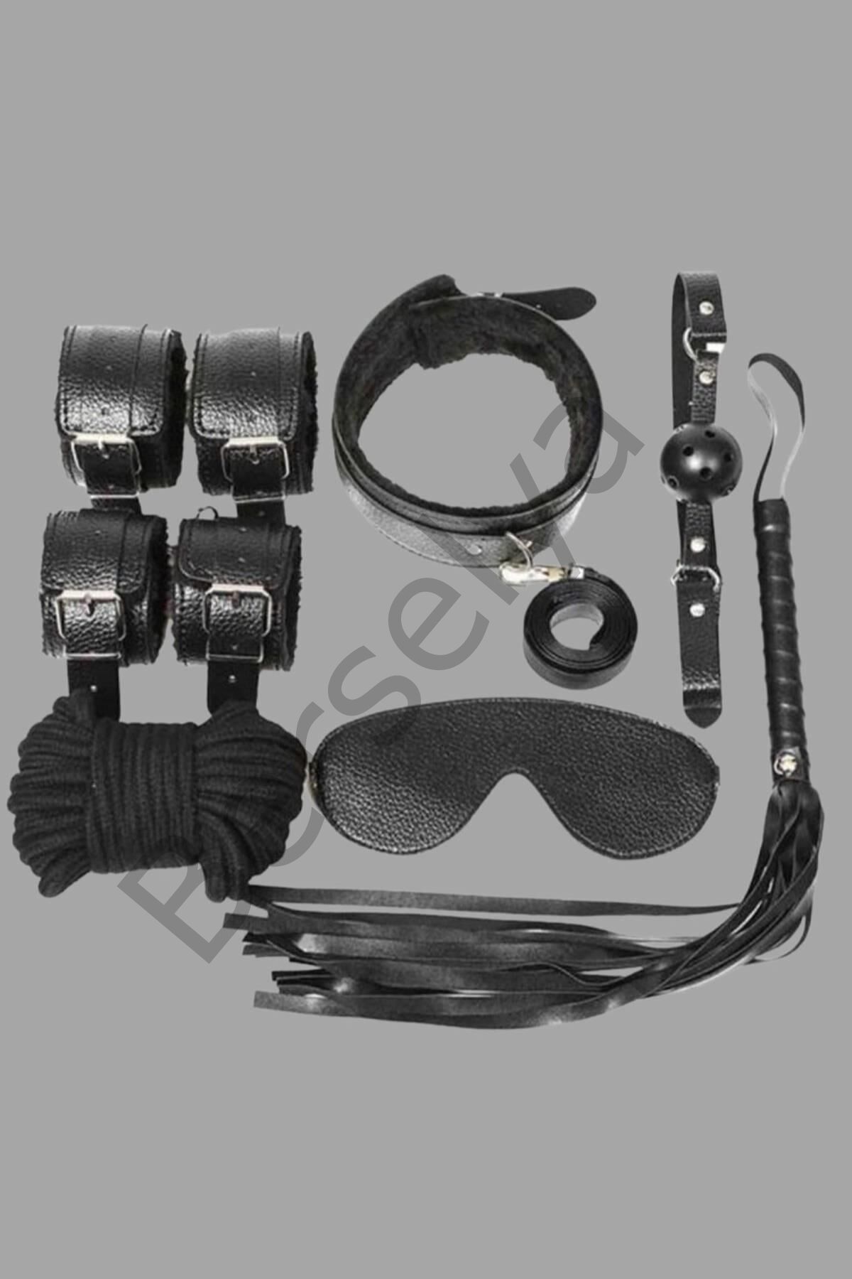 Kol Bacak İp Maske Kelepce Ağız Topu Kople Deri Set 700918