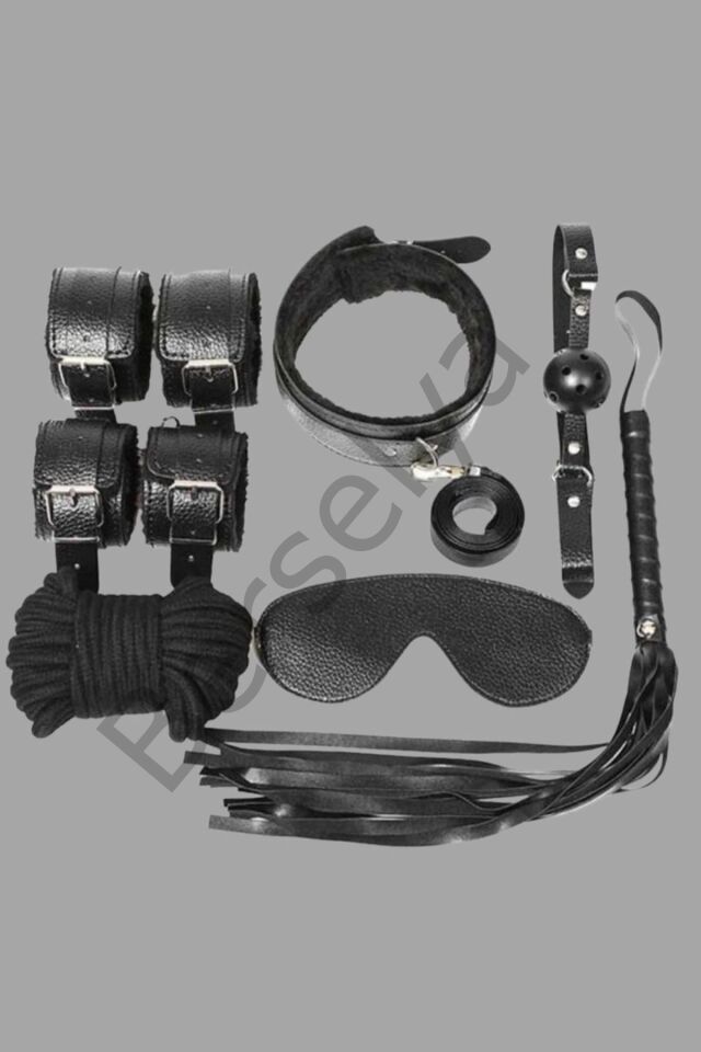 Kol Bacak İp Maske Kelepce Ağız Topu Kople Deri Set 700918