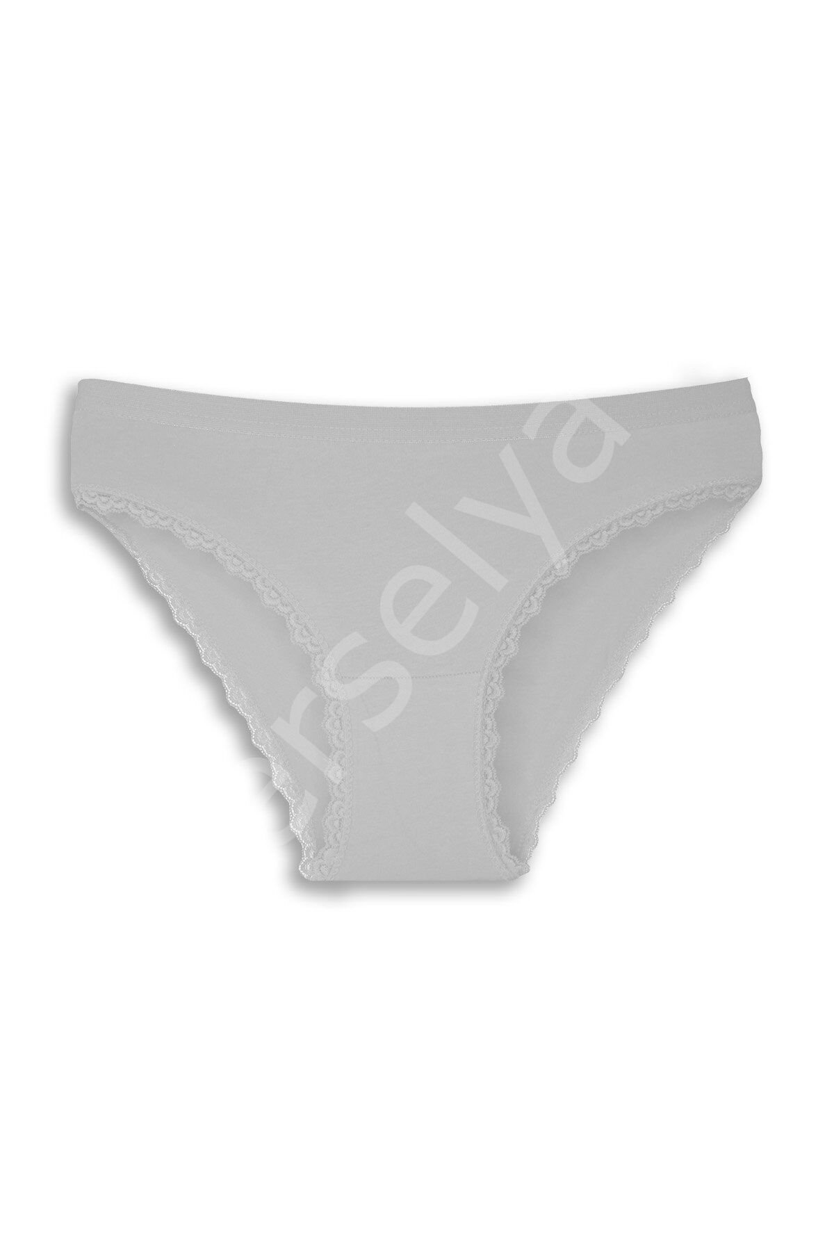 Gümüş Beyaz Kenarları Dantelli Slip Bayan Külot Brf694