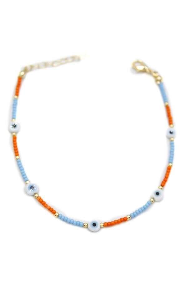 Nazar Boncuklu  Halhal - Beyaz