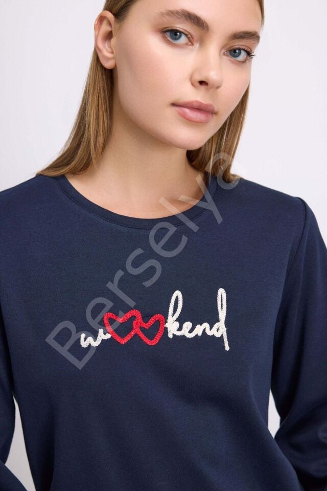 Rahat Ve Şık %100 Pamuklu Uzun Kol Sweatshirt Ve Ekose Pantolon Pijama Takımı