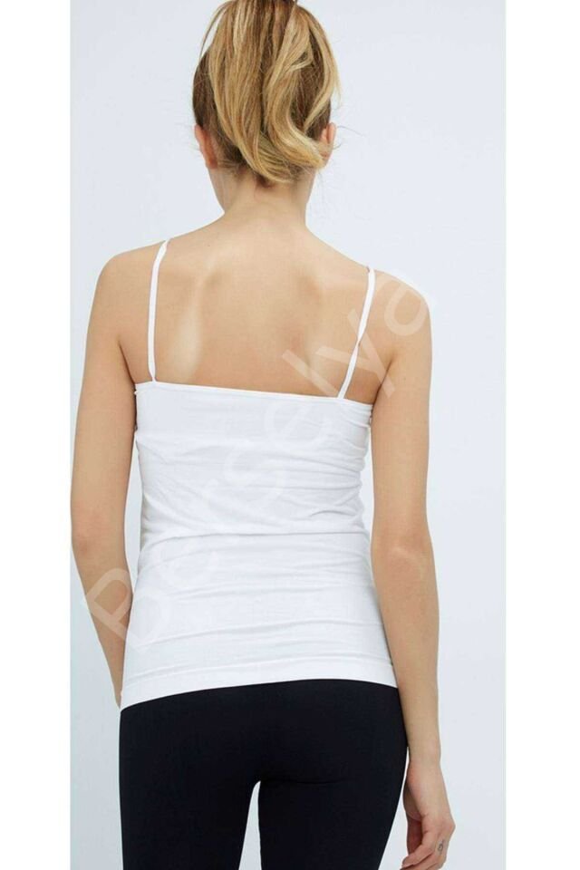 Elite Life Kadın İp Askılı İz Yapmaz Uzun Beyaz Atlet 846 L-XL