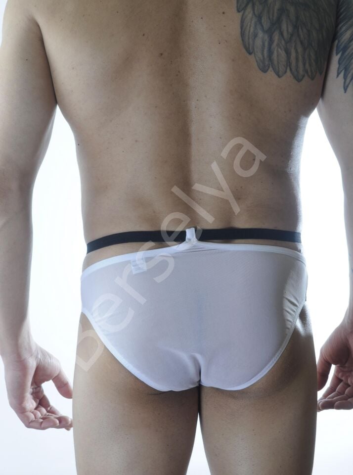 Erkek Beyaz Tül Fantezi Slip İç Çamaşırı