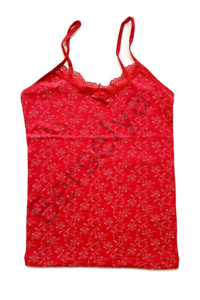 Kadın Askılı Desenli Atlet Dantelli Empirme Pamuklu Penye D9