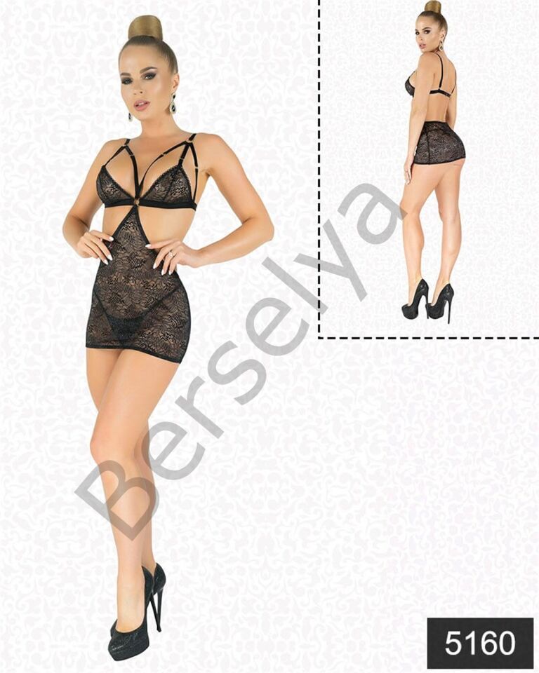 Simli Likralı  Dantel Babydoll