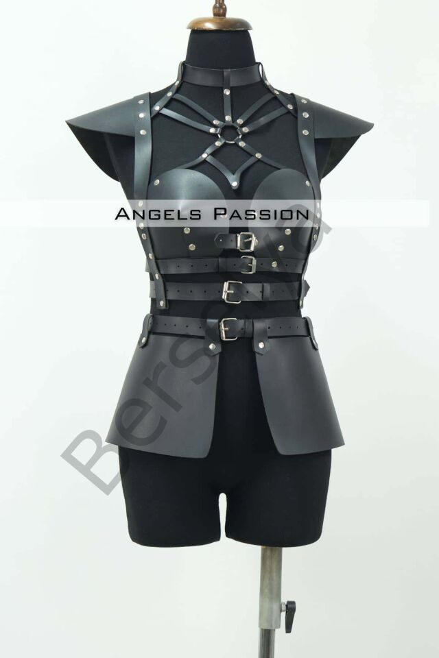 Deri Elbise Harness, Deri Etek Ve Göğüs Elbise - Brf1371