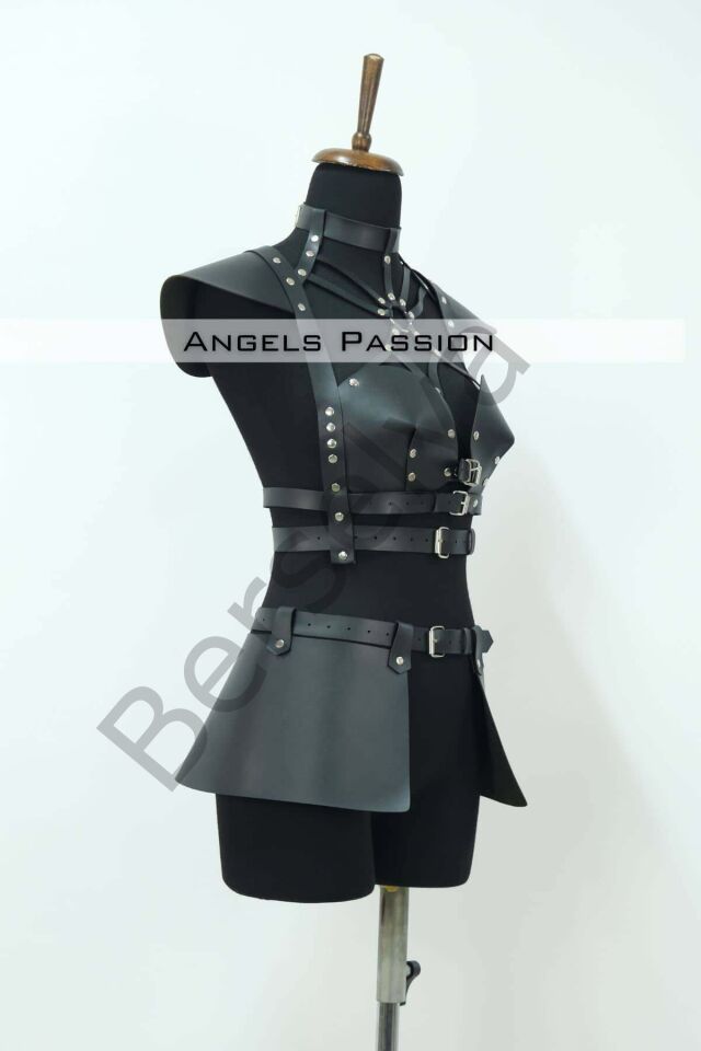 Deri Elbise Harness, Deri Etek Ve Göğüs Elbise - Brf1371