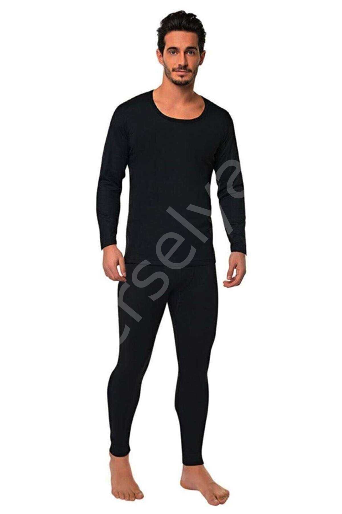 Kota Erkek Kışlık Termal Sıcak Tutan Tayt ve Fanila Takım 2'li Set Siyah 2XL-3XL