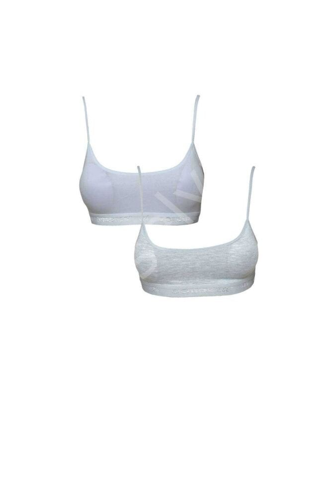 Pedli İp Askılı Beyaz Ve Gri Büstiyer 2 Adet