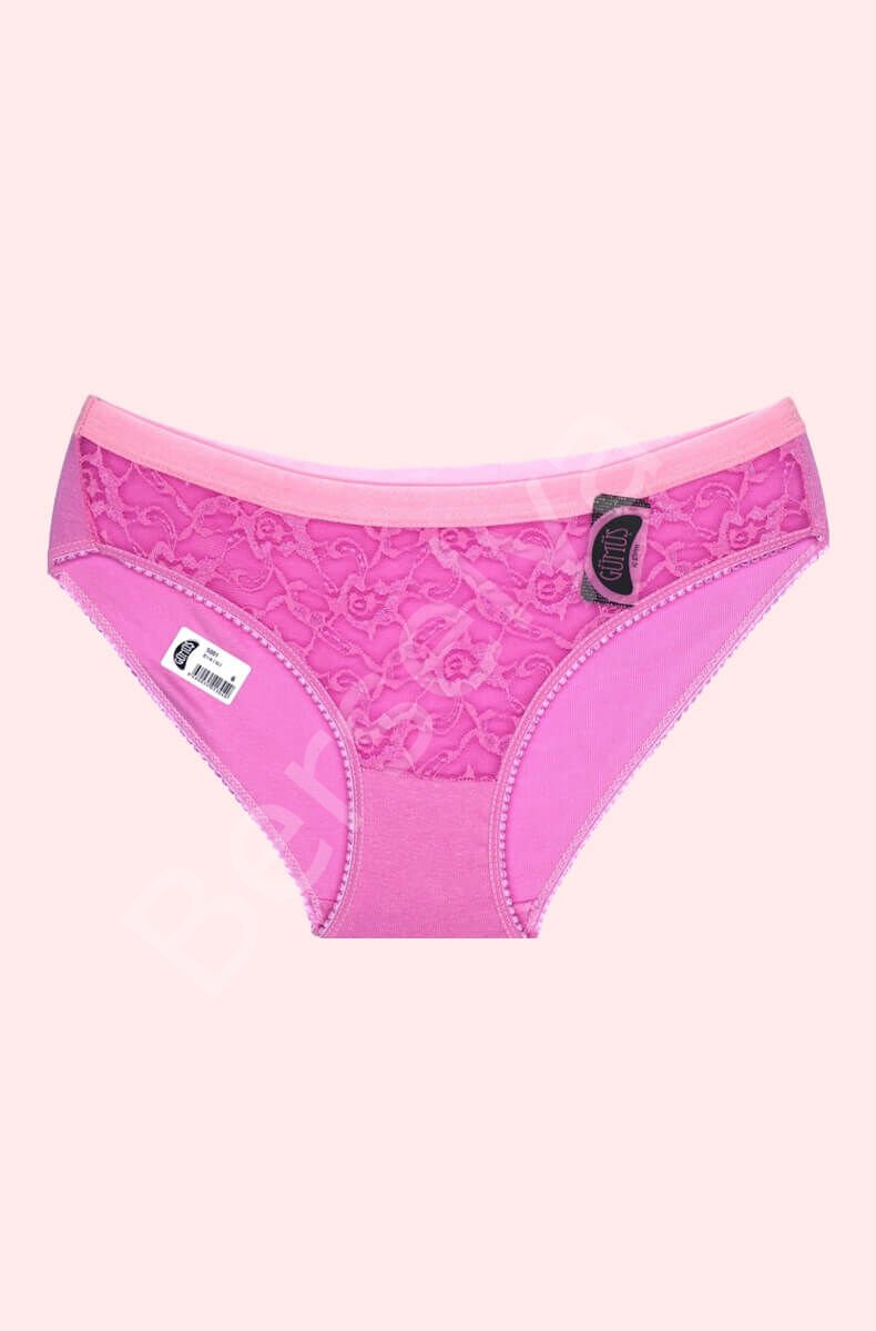 Gümüş Açık Pembe Dantelli Bikini Bayan Külot Brf625