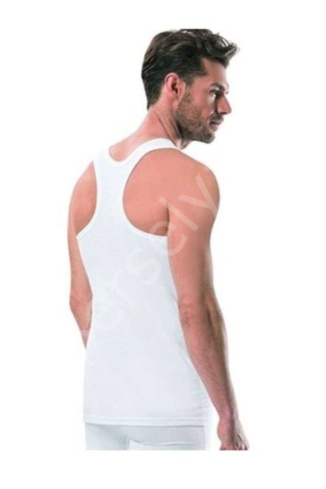 3 adet Tutku Ribana Spor Erkek Beyaz Atlet 0118 L