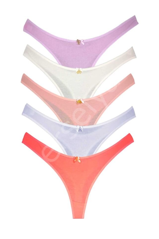 5 Adet Pamuklu Kadın Klasik Tanga Soft Renkler M-L