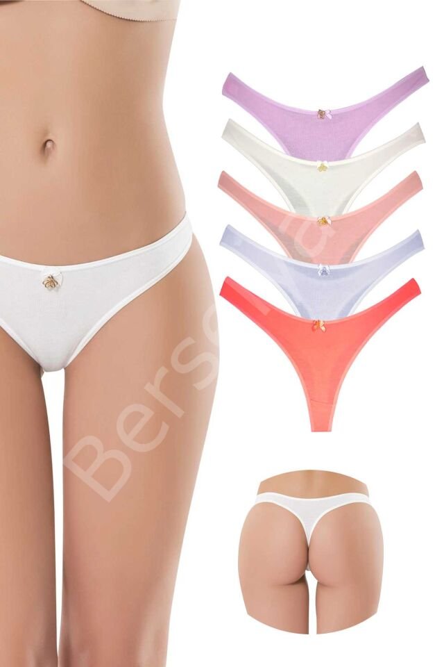 5 Adet Pamuklu Kadın Klasik Tanga Soft Renkler M-L