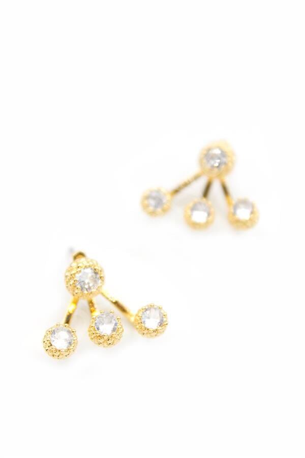 Çoklu Taşlı Küpe - Altın