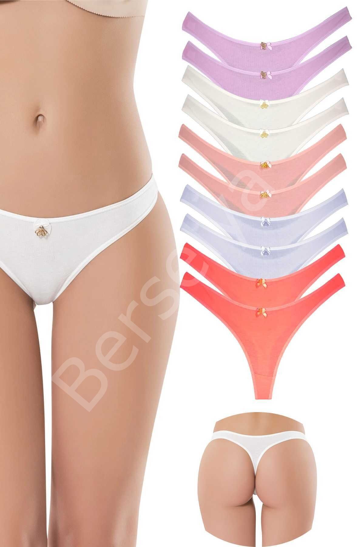10 Adet Pamuklu Kadın Klasik Tanga Soft Renkler M-L