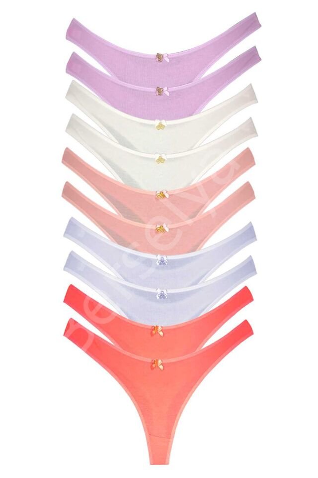 10 Adet Pamuklu Kadın Klasik Tanga Soft Renkler M-L