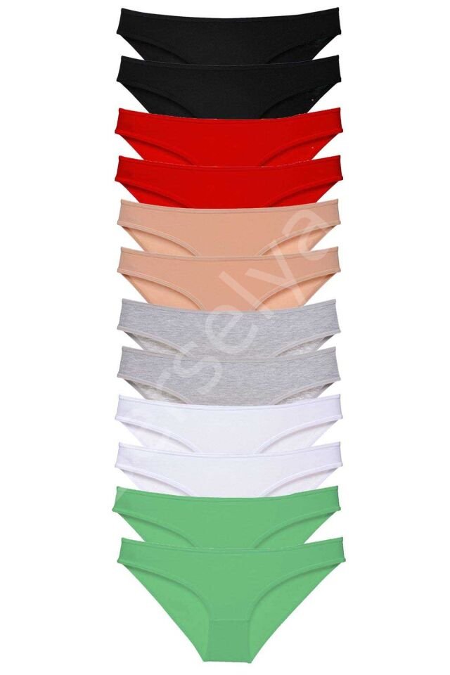 12 Adet Süper Eko Set Likralı Kadın Slip Külot Set 2