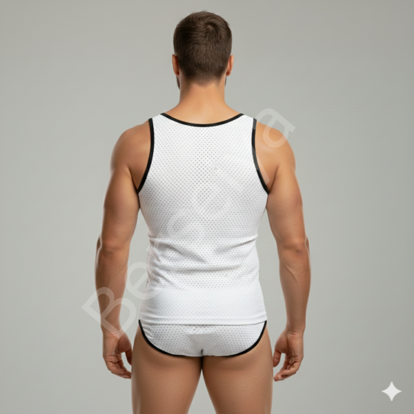 Beyaz Delikli Kumaş Tank Top Slip Takımı