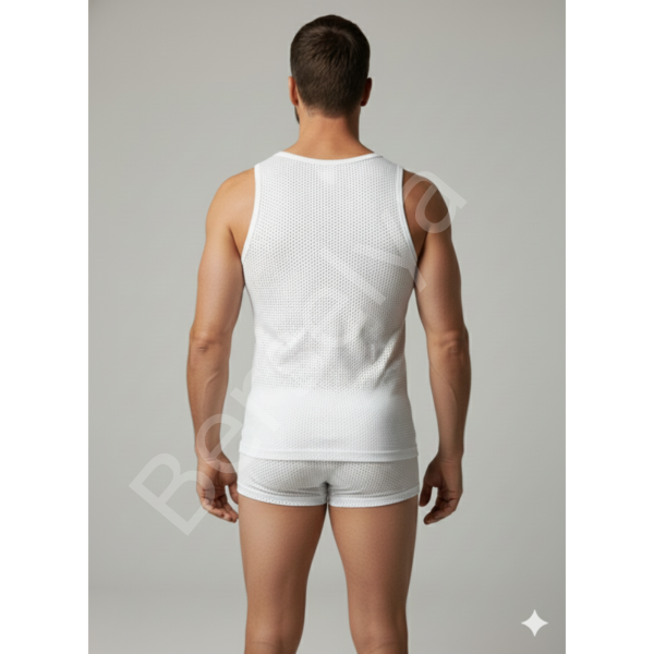 Erkek Beyaz File Tank Top Boxer Takımı