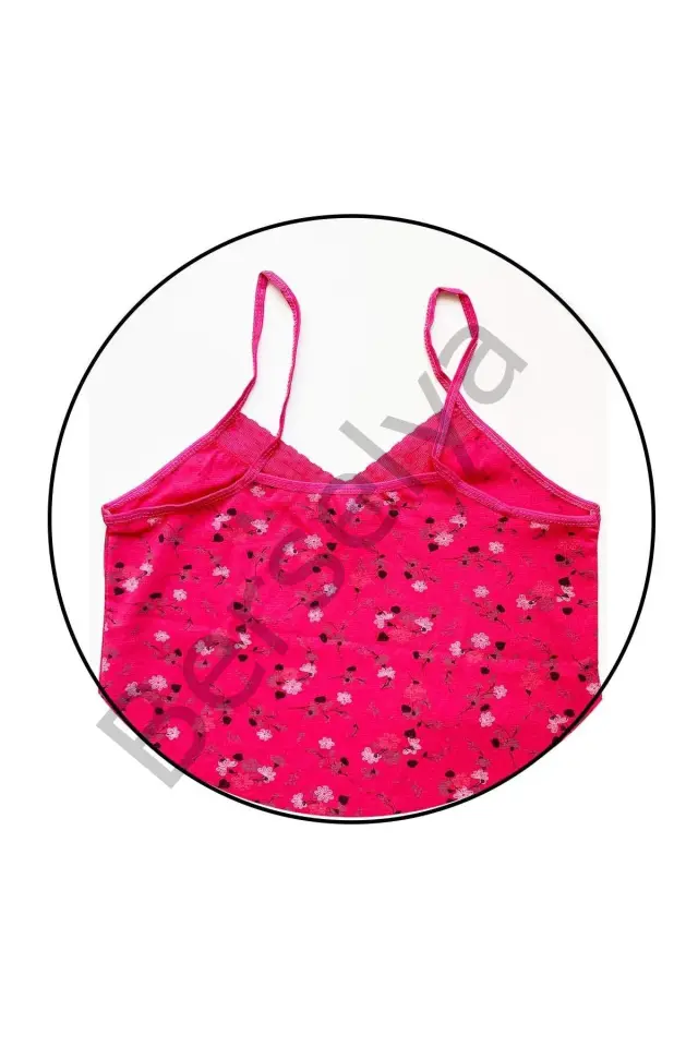 Kadın Askılı Desenli Atlet Dantelli Empirme Pamuklu Penye D1