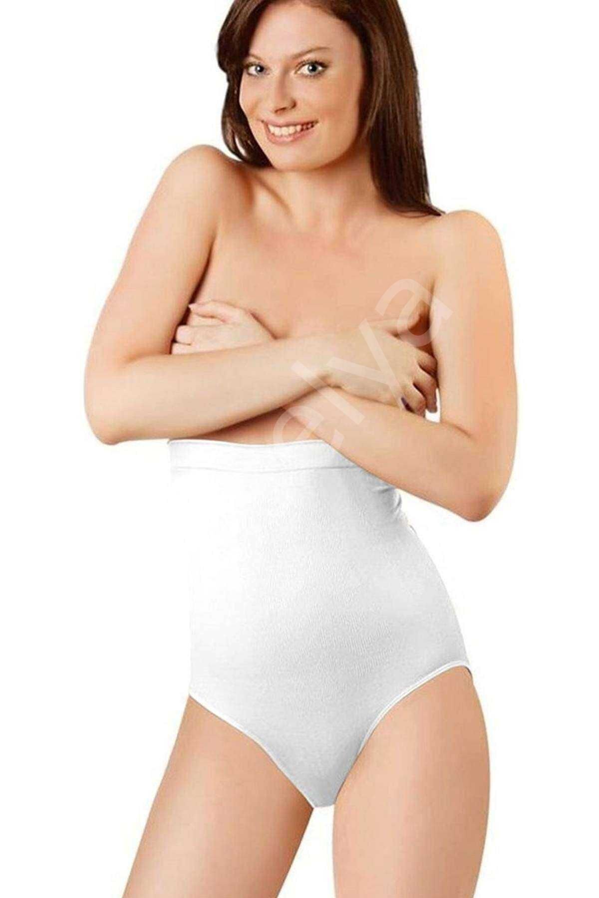 Elite Life Dikişsiz Şekillendirici Silikonlu Kadın Beyaz Slip Korse 890 L-XL
