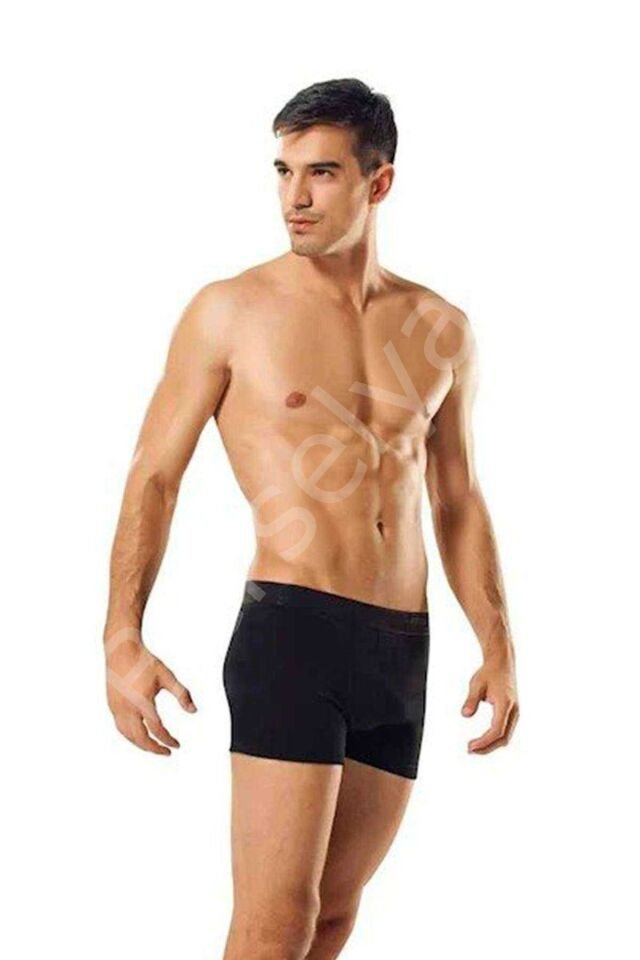 3 adet Tutku Likralı Erkek Siyah Boxer 0114 S