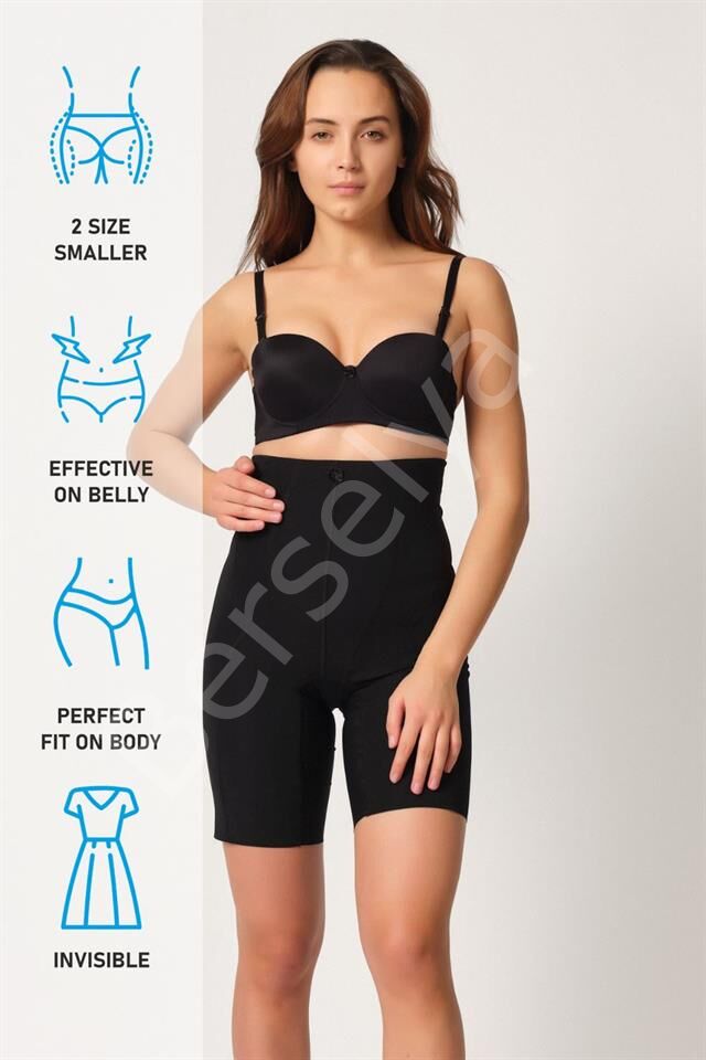 Siyah Emay 2814 Double Yüksek Bel Boxer Lazer Korse