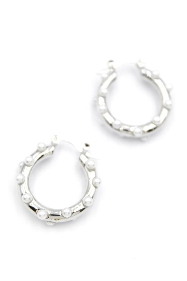 İncili Halka Küpe - Gümüş