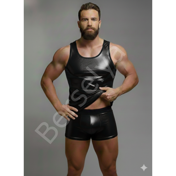 Erkek Lame Tank Top Boxer Takımı