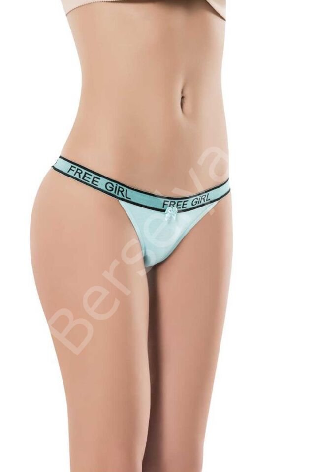 5 Adet Beli Yazılı Pamuk Kadın Tanga String Külot XS-S