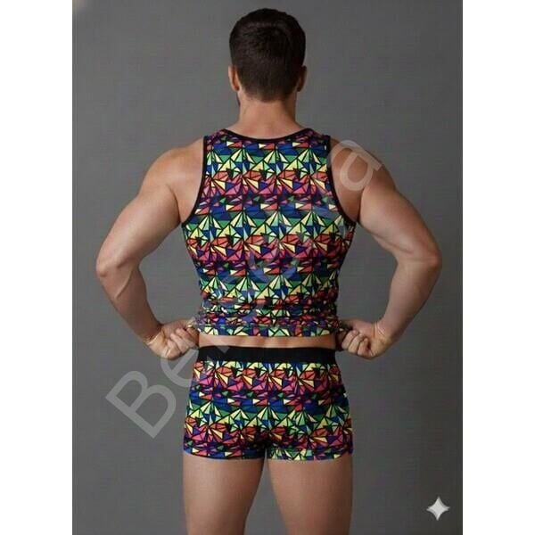 Erkek Renkli Tank Top Boxer Takımı