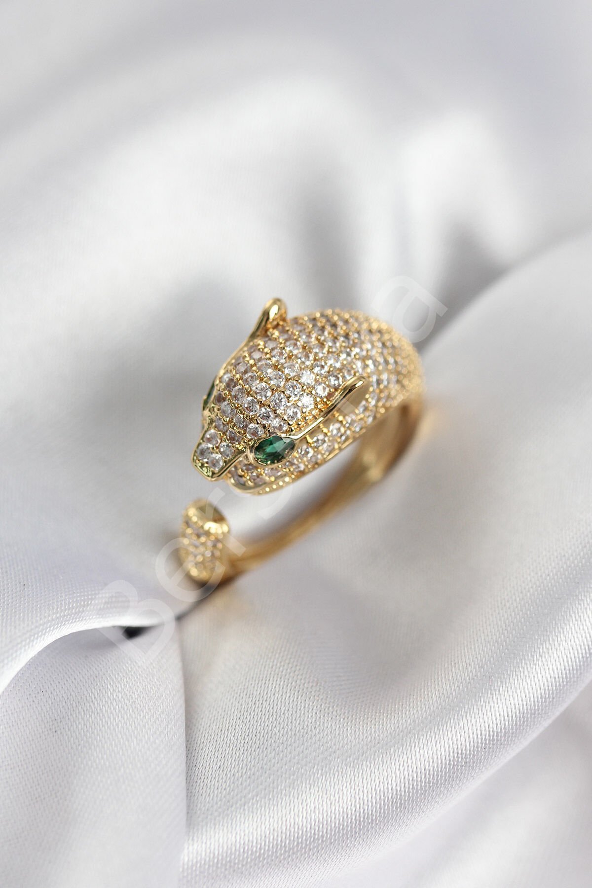 Jaguar Model Gold Renk Zirkon Taşlı Kadın Yüzük