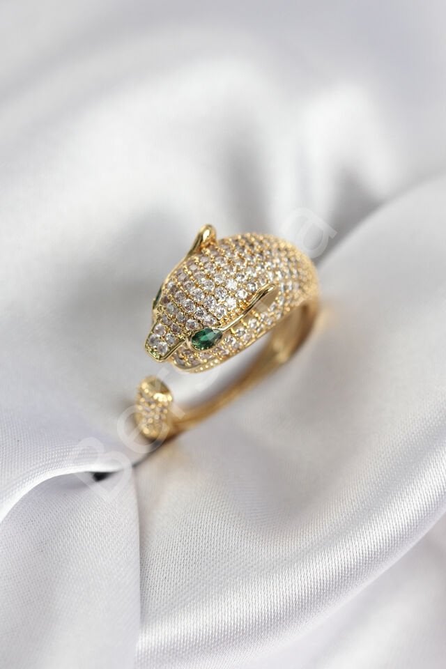 Jaguar Model Gold Renk Zirkon Taşlı Kadın Yüzük