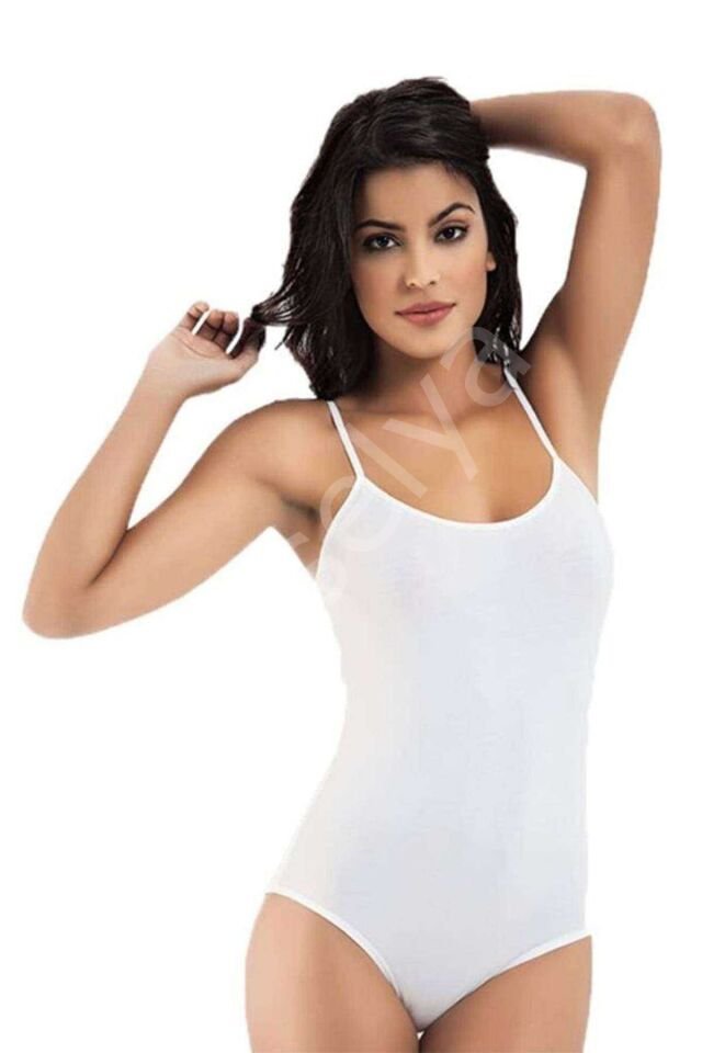2 Adet İp Askılı Kadın Çıtçıtlı Body Beyaz Ve Gri