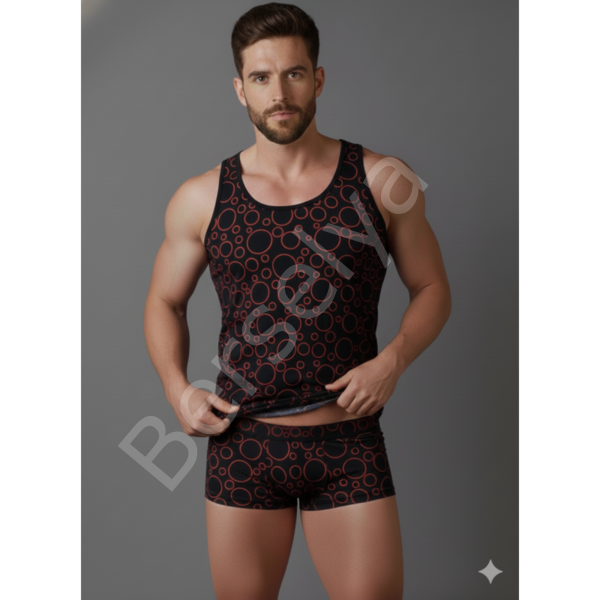 Erkek Desenli Tank Top Boxer Takımı