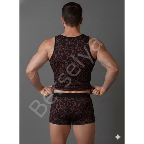 Erkek Desenli Tank Top Boxer Takımı
