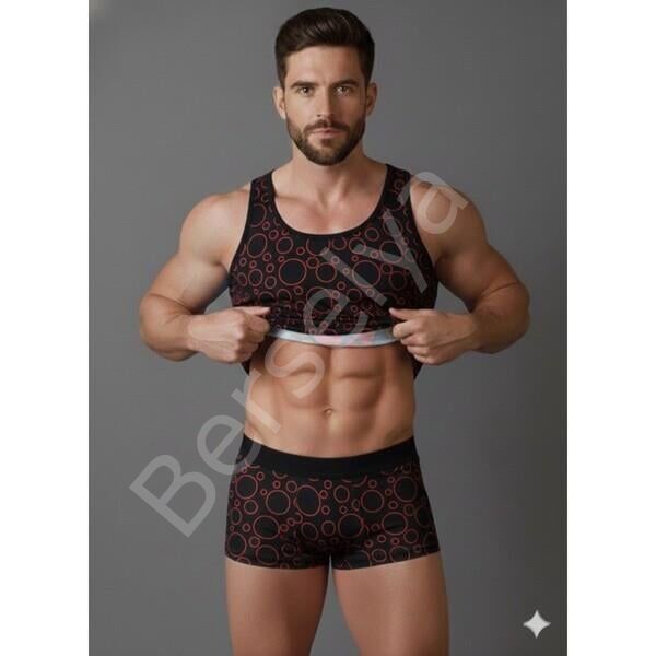 Erkek Desenli Tank Top Boxer Takımı