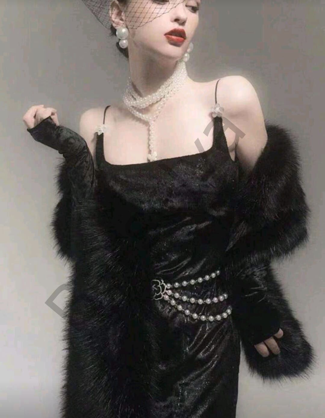 Kürk Orijinal Siyah Seksi Omuzluk Şık Kürk