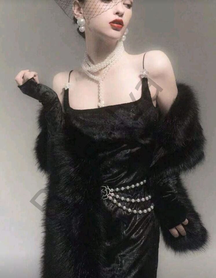 Kürk Orijinal Siyah Seksi Omuzluk Şık Kürk