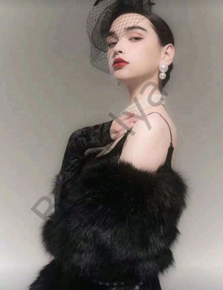 Kürk Orijinal Siyah Seksi Omuzluk Şık Kürk