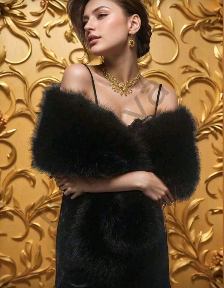 Kürk Orijinal Siyah Seksi Omuzluk Şık Kürk