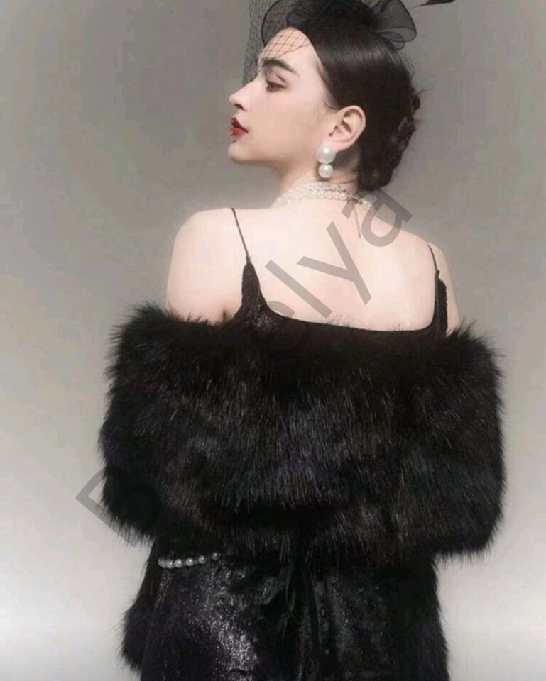 Kürk Orijinal Siyah Seksi Omuzluk Şık Kürk