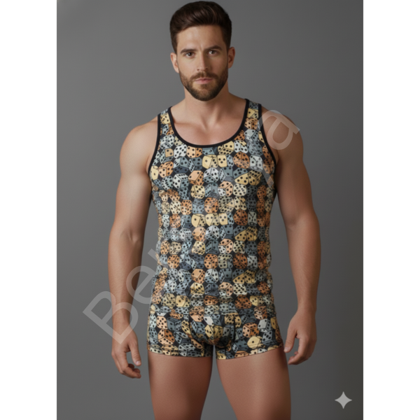 Erkek Desenli Tank Top Boxer Takımı