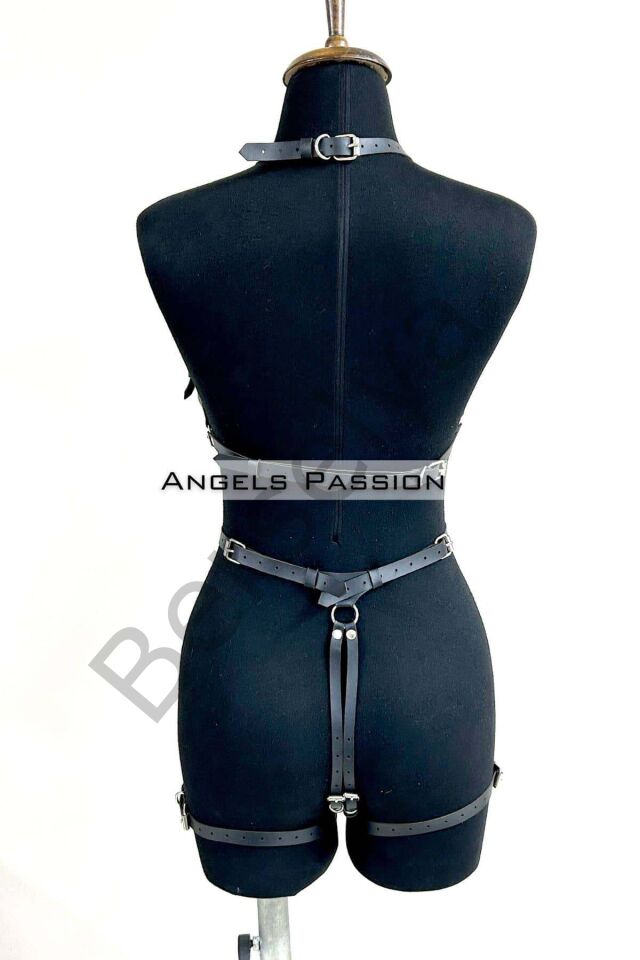 Deri Body Harness, Zincir Ve Kelepçeli Fantezi İç Giyim - Brf1098