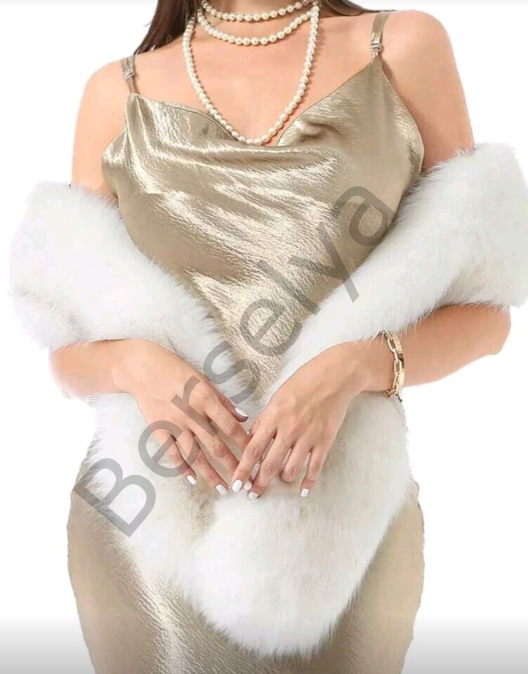 Kürk Orijinal Beyaz Seksi Omuzluk Şık Kürk