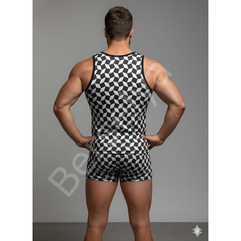 Erkek Desenli Tank Top Boxer Takım