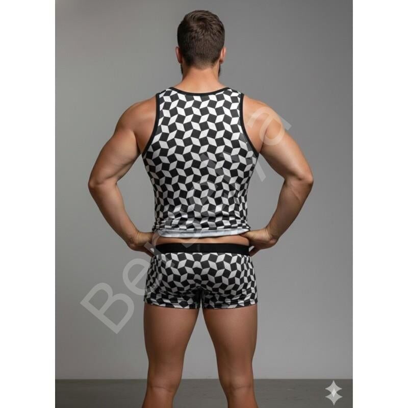 Erkek Desenli Tank Top Boxer Takım