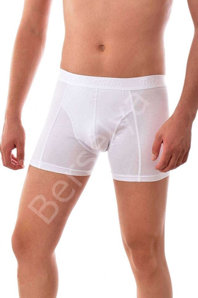 3 adet Tutku Likralı Erkek Beyaz Boxer 0114 XL