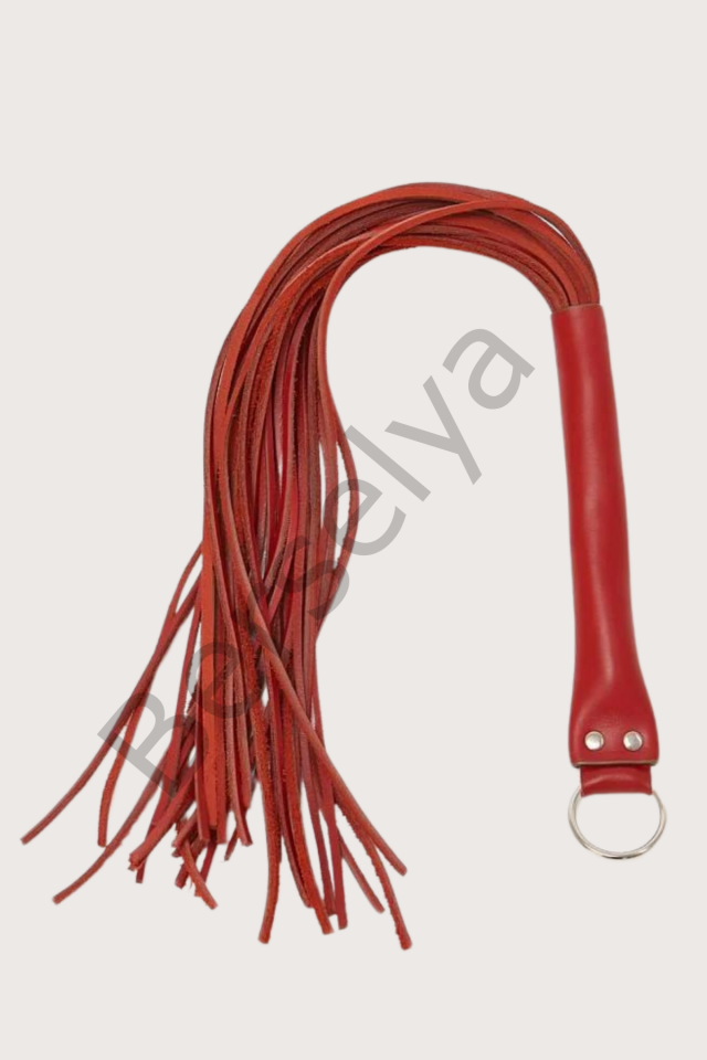 Deri Fantezi Harness Kırmızı Kırbaç