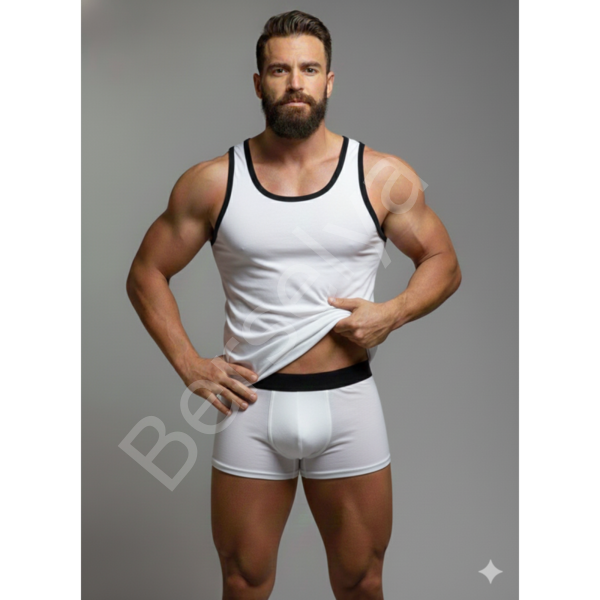 Erkek Beyaz Tank Top Boxer Takım